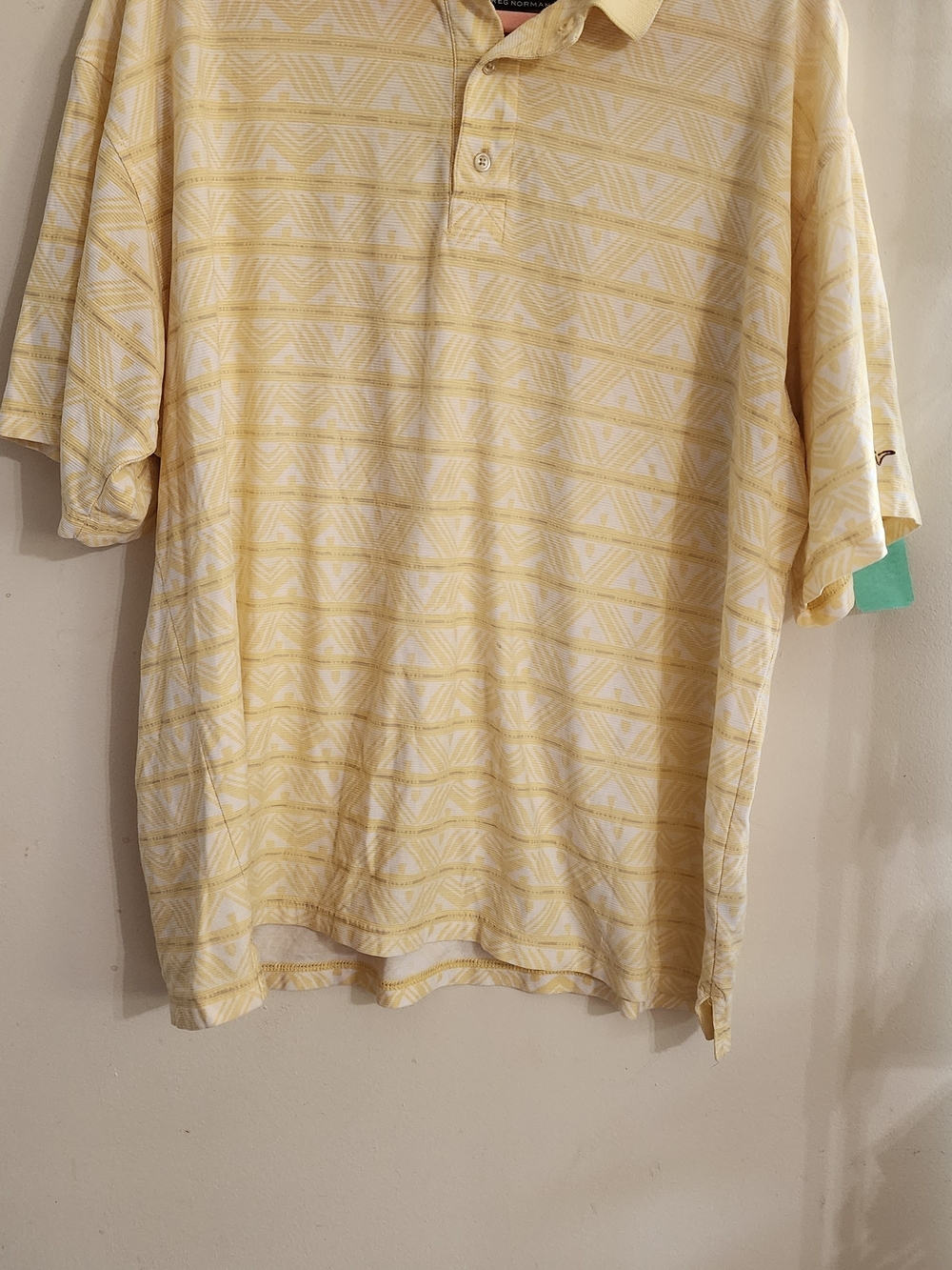 Greg Norman Collection Pale‎ Yellow Geometric Polo